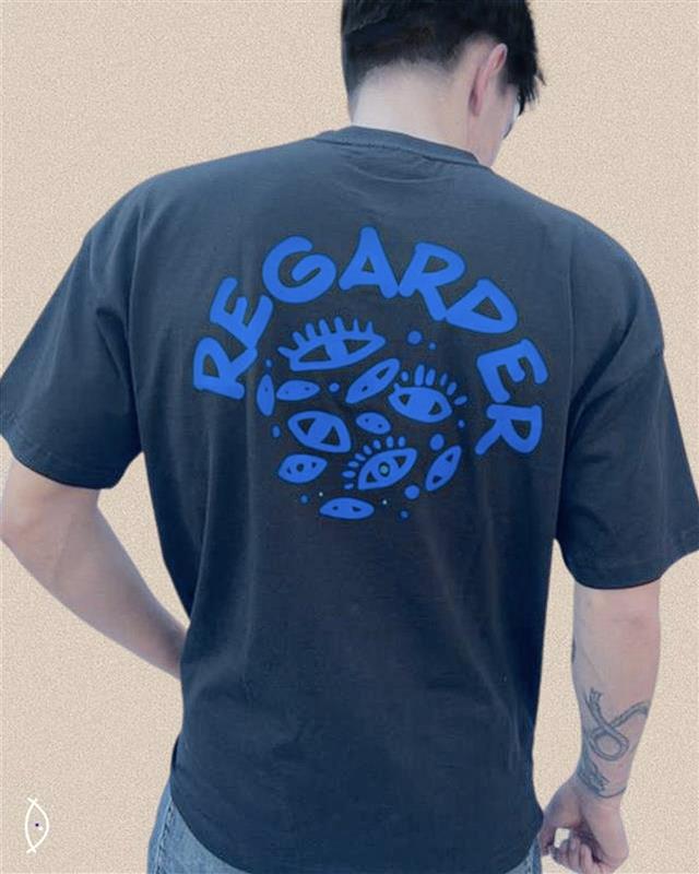 Logo t-shirt black & blue